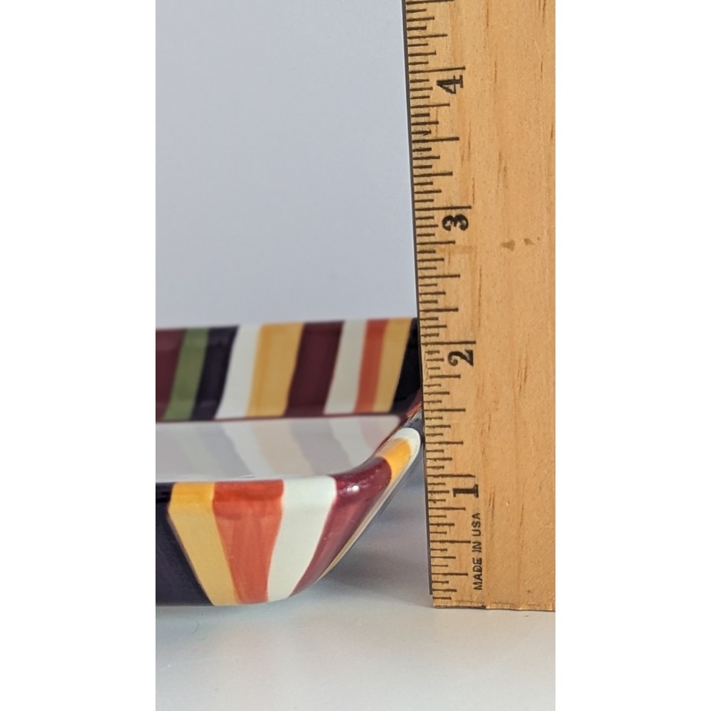 Pampered Chef Simple Additions Square Striped Plate Dish 7.25in Ceramic Multi - Picture 6 of 6